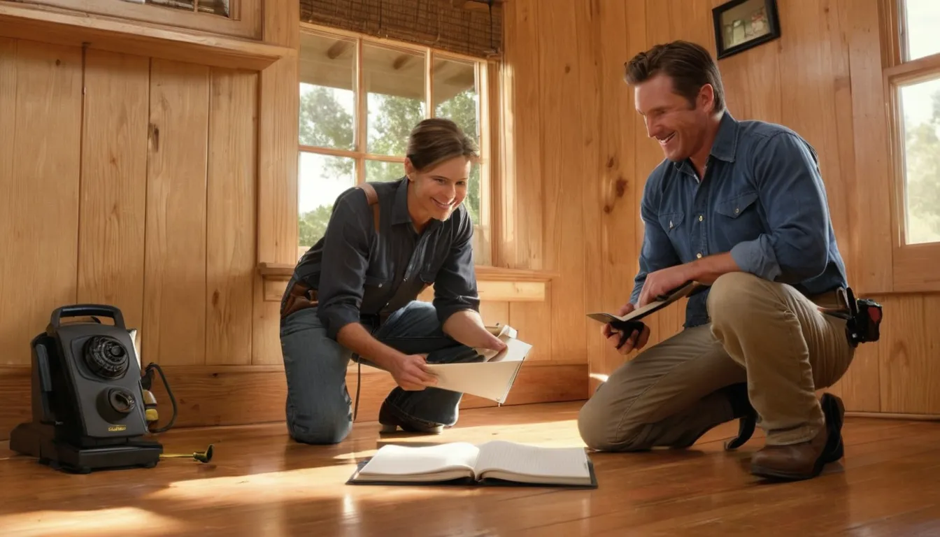 Homeowner and a friendly pest provider inspecting a baseboard for termite damage in a Birmingham home
